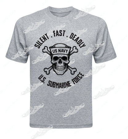 Silent Fast Deadly US Submarine Force NAVY SKULL  Clothing