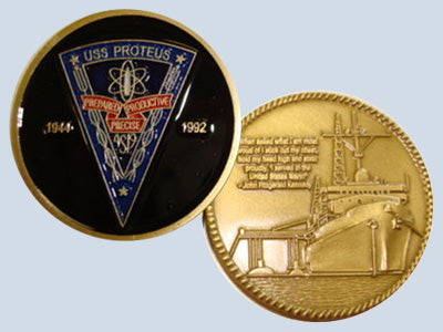 USS Proteus AS 19 Challenge Coin