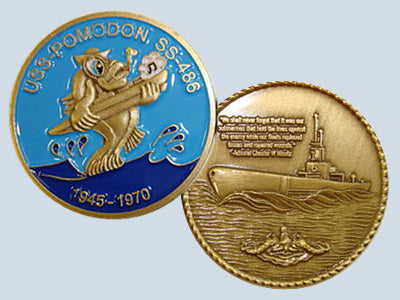 USS Pomodon SS 486 Challenge Coin