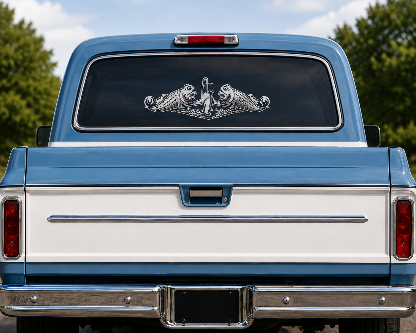 Vintage pickup with Submarine Dolphins decal