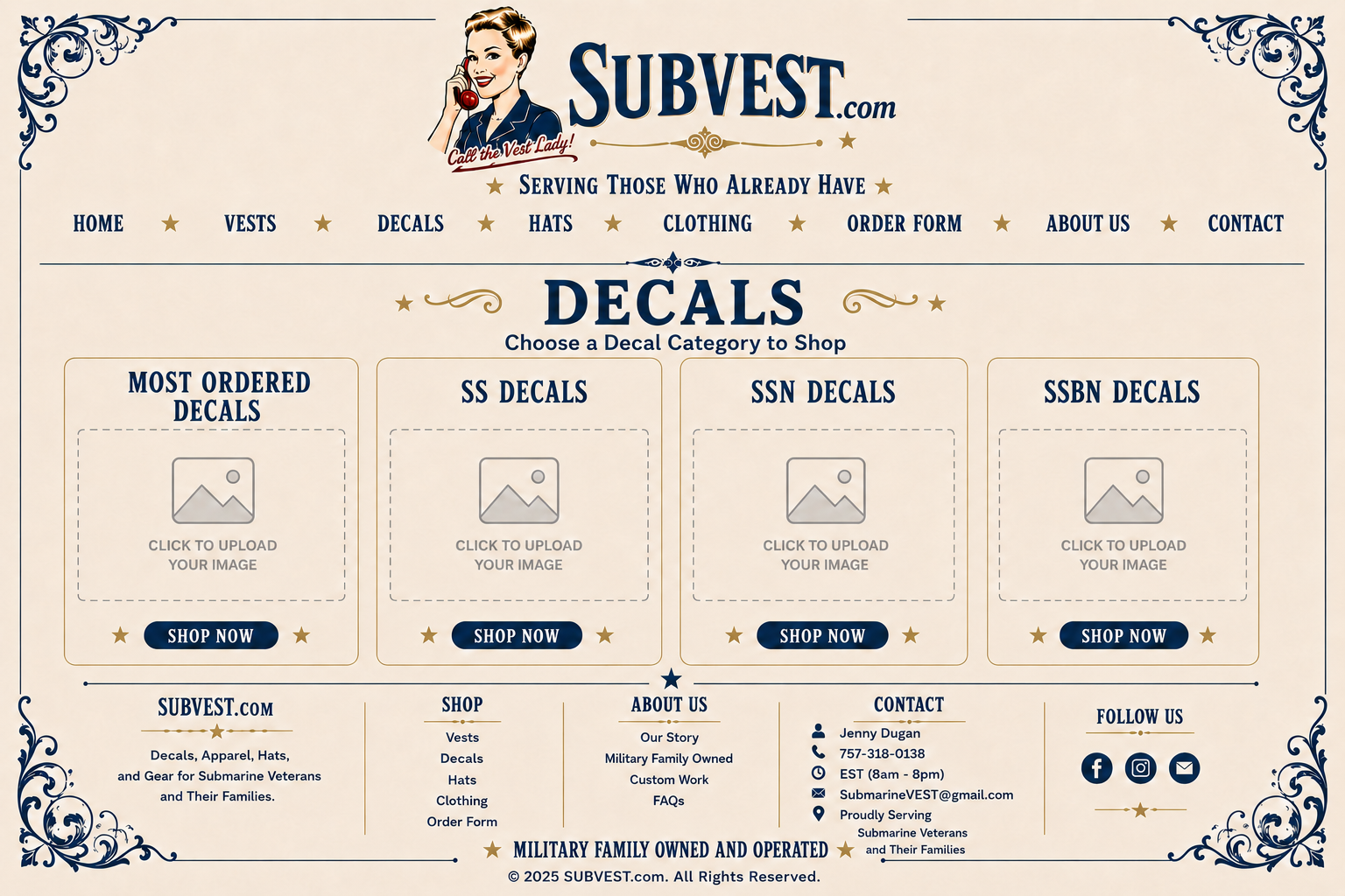 SUBVEST Decals — Most Ordered, SS, SSN, and SSBN Decal categories